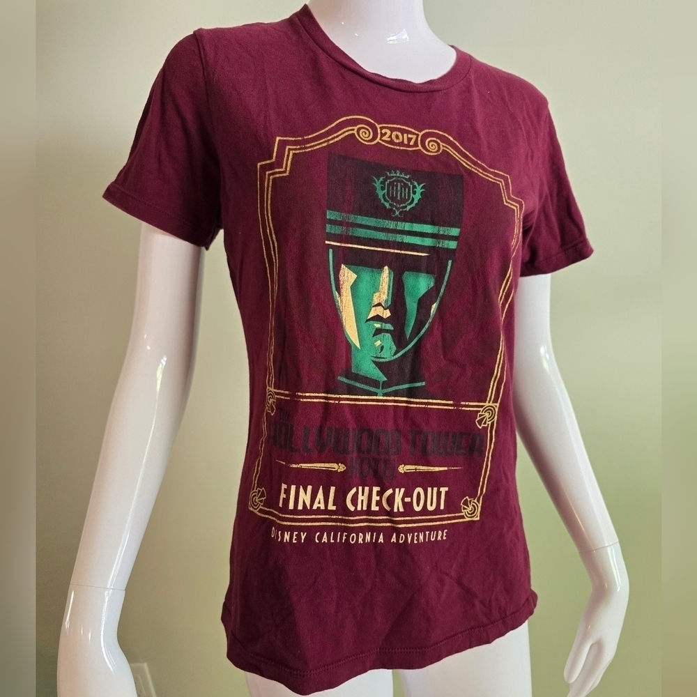 2017 Disney Parks Hollywood Tower Hotel Final Check-Out T-Shirt Size Large